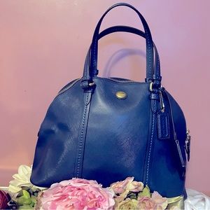 Coach Peyton navy blue leather handbag